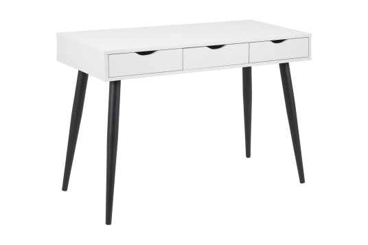 Citysea Skrivebord 110 cm med Oppbevaring 3 Skuffer Hvit/Svart