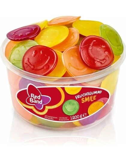 1,2 kg 100 stk Red Band Fruchtgummi Smile   Vingummi med Smilefjes og Fruktsmak