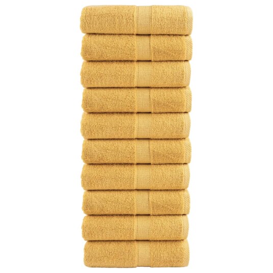 Premium gjestehåndklær SOLUND 10 stk gull 30x50 cm 600gsm Premium gjestehåndklær SOLUND 10 stk gull 30x50 cm 600gsm