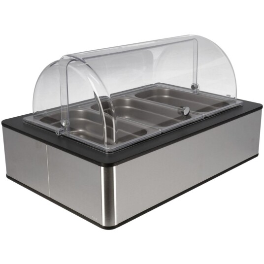 VEGA Buffetsystem komplett Fundale antrasitt 6,5 cm rustfritt stål 3 x GN 1/3; Størrelse GN 1/1, 63x42.5x27.4 cm (LxBxH); Antrasitt/Transparent/Stålgrå; Rektangulær