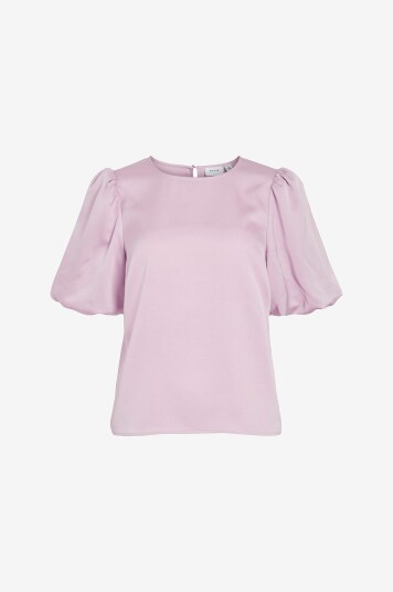 Vila - Bluse viEllette 2/4 Satin Puff Top - Rosa Vila - Bluse viEllette 2/4 Satin Puff Top - Rosa
