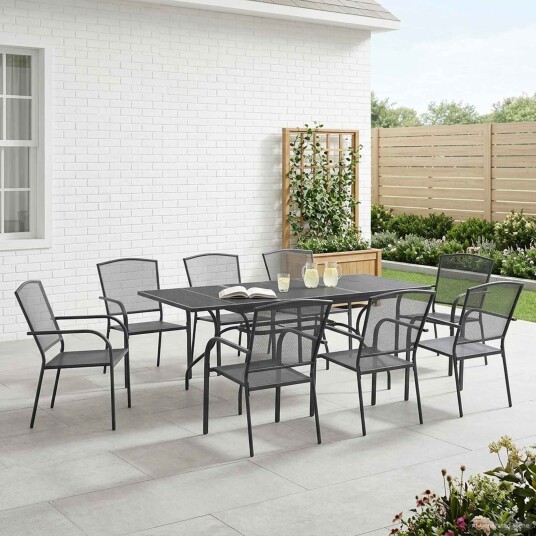 vidaXL Hage Spisegruppe 9 pcs Antrasitt 212 x 90 x 76 cm Mesh og Stål