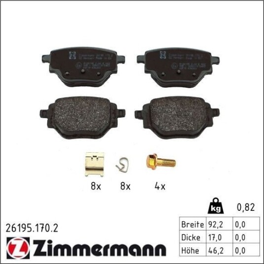 ZIMMERMANN 26195.170.2 Bremseklosser