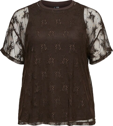 Vero Moda Curve   Topp Vmcnikita S/S O Neck Top Jrs Btq Fr   Brun