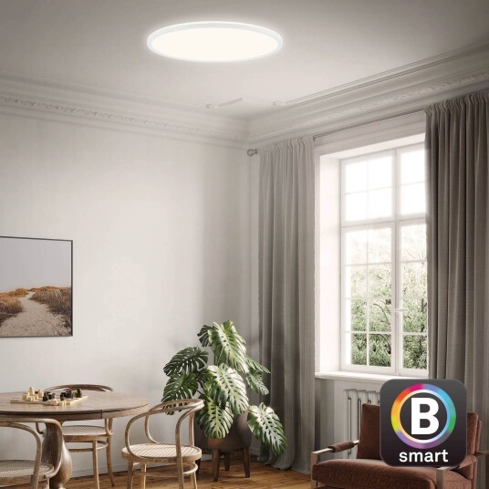 Briloner Smart taklampe Slim S, dimbar, Hvit / opal, Kjøkken, Kunststoff, Moderne