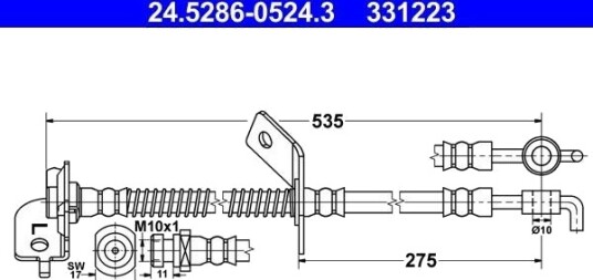 ATE 24.5286 0524.3 Bremseslange