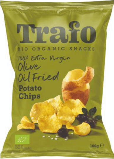 Trafo potato chips fried in virgin oil 100 gr Trafo potato chips fried in virgin oil 100 gr