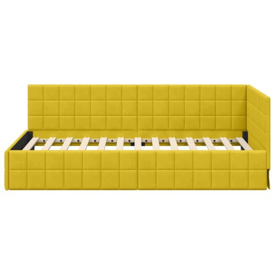 Hjørnesengramme med hodegjerde Gul 100 cm x 200 cm Fløyel Hjørnesengramme med hodegjerde Gul 100 cm x 200 cm Fløyel