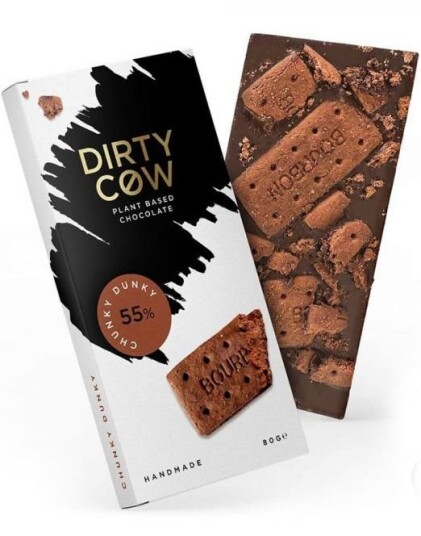 Dirty Cow Chunky Dunky   Håndlaget Plantebasert Vegansk Sjokolade med Burbon Kjeks 80 gram