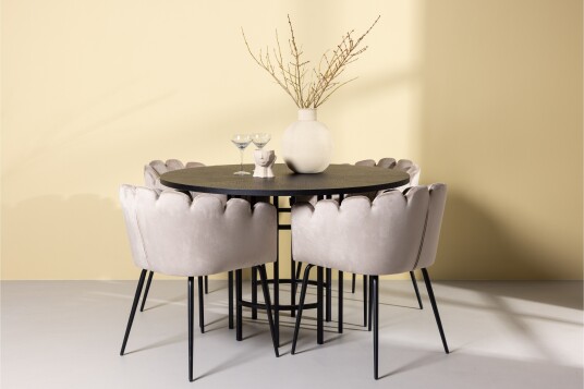 Venture Home Copenhagen Spisegruppe 115 cm Rund med 4 Limhamn Stoler Beige