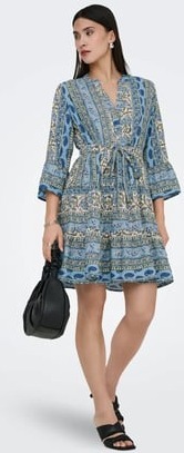 Only Sina Life 3/4 Short Dress Blå XS Only Sina Life 3/4 Short Dress Blå XS