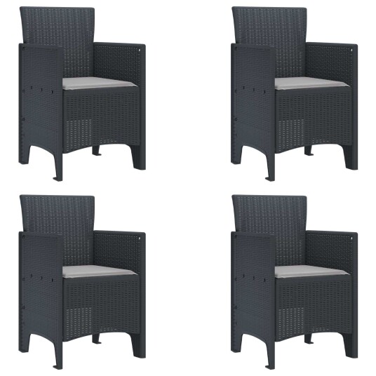 Hagemøbelsett 5 pcs Antrasitt Plast