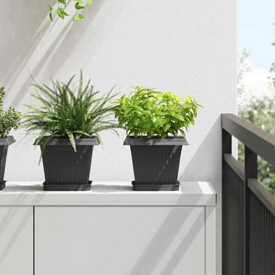 vidaXL Firkantet Blomsterbrett 6 stk. Svart 15 x 15 x 2 cm Plast