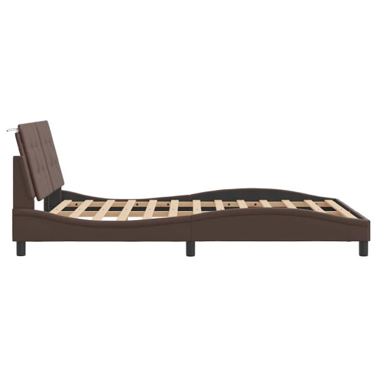 Sengeramme med hodegavl brun 120x200 cm kunstlær 8721012346550