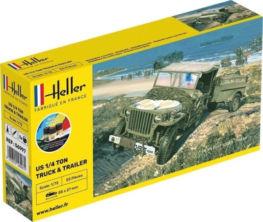 Heller Startsett 1/72 US 1/4 Ton Truck and Trailer