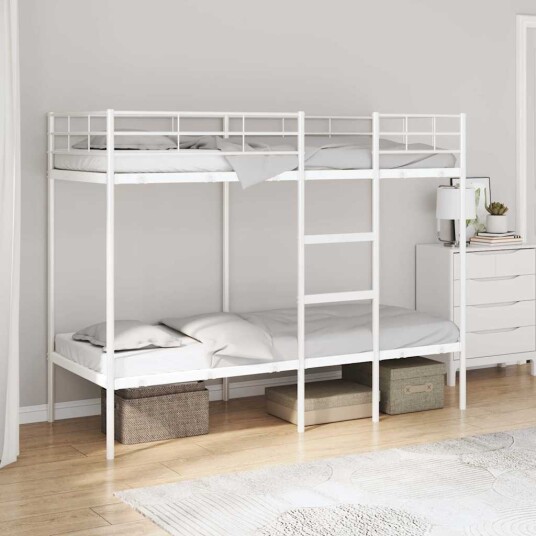 Køyeseng uten madrass hvit 75x190 cm stål 42000326 Køyeseng uten madrass hvit 75x190 cm stål 42000326