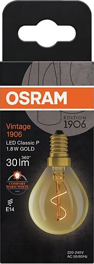 Osram led dekorasjonspære e14 30lm gold varmere lys