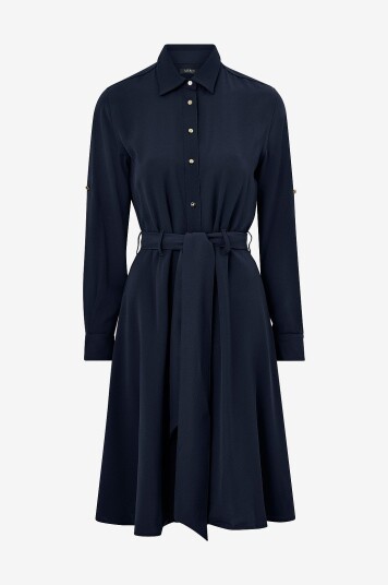Lauren Ralph Lauren - Skjortekjole Triple Georgette LS Shirtdress - Blå Lauren Ralph Lauren - Skjortekjole Triple Georgette LS Shirtdress - Blå