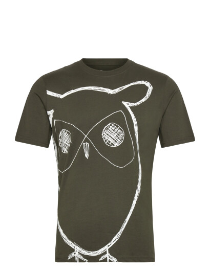 Knowledge Cotton Apparel Big Owl Print Tee - Gots/Vegan - Green - S