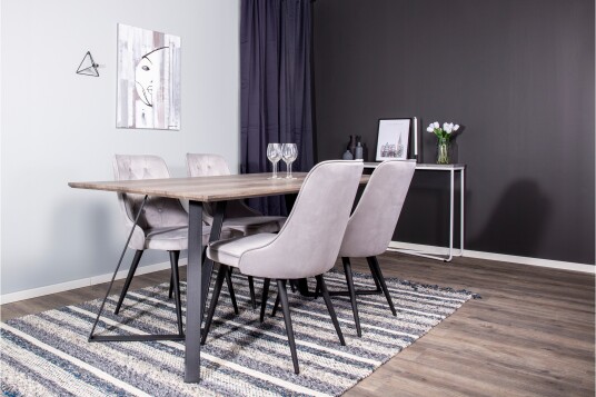 Venture Home Marina Spisegruppe 180 cm Rektangulær med 4 Velvet Stoler Sort