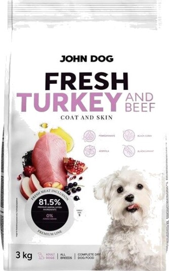 John Dog Fresh And Tørrfôr Til Hund Turkey Beef 3 kg