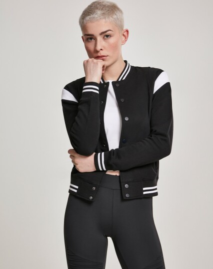 Urban Classics College Sweat-jakke med innfelt stoff for kvinner Svart