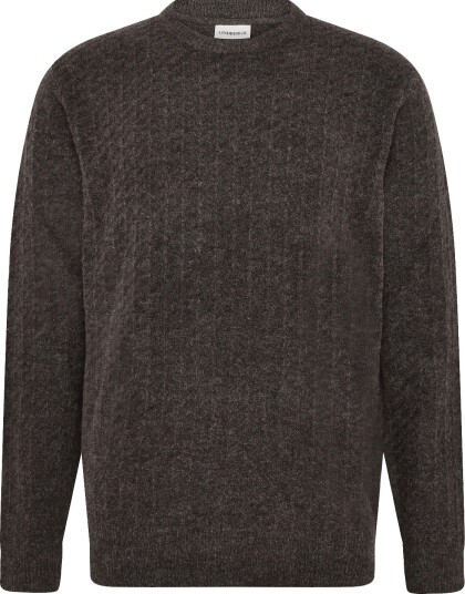 Lindbergh Jacquard Knitted O Neck L/D Sweater DK BROWN MEL S Lindbergh Jacquard Knitted O Neck L/D Sweater DK BROWN MEL S