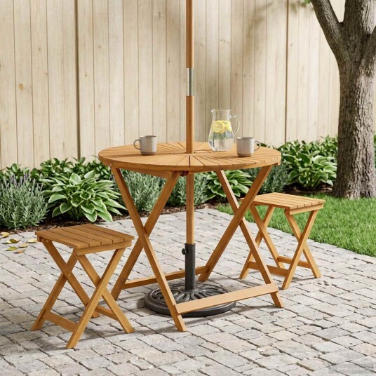 vidaXL Sammenleggbart hagebord Naturlig Ø90 x 75 cm Solid akasietre