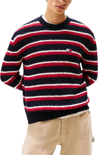 Tommy Jeans Tjm Reg Brshd Strpe Badge Sweat - Multi/patterned - M Tommy Jeans Tjm Reg Brshd Strpe Badge Sweat - Multi/patterned - M