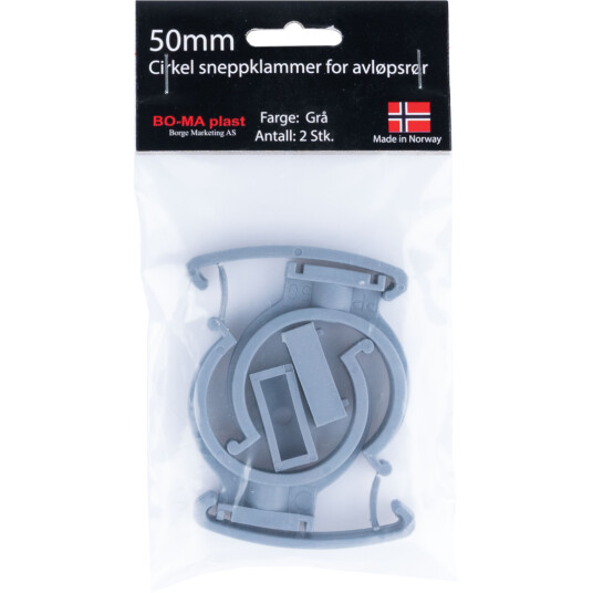 RØRKLAMMER 50 MM GRÅ PLAST 2PK.