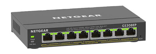 Netgear GS308EP 8-Port PoE+ Gigabit Ethernet Plus Switch (62W) (0606449153040)
