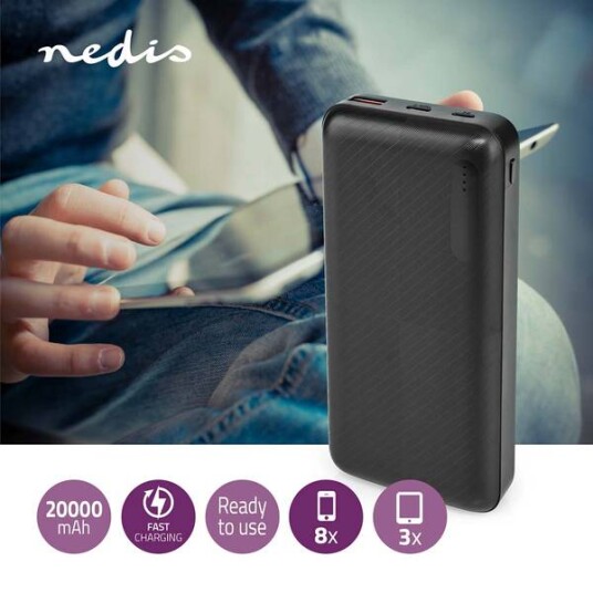 Nedis Powerbank 20000 mAh med USB-A og USB-C Quick Charge Nedis Powerbank 20000 mAh med USB-A og USB-C Quick Charge