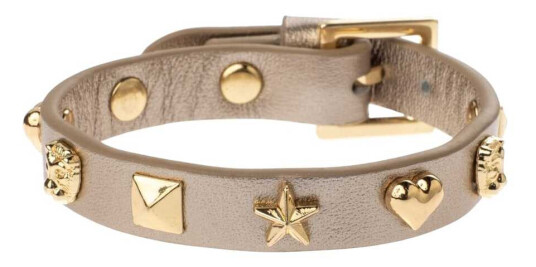 DARK Leather Sign Stud Bracelet Champagne Metallic DARK Leather Sign Stud Bracelet Champagne Metallic