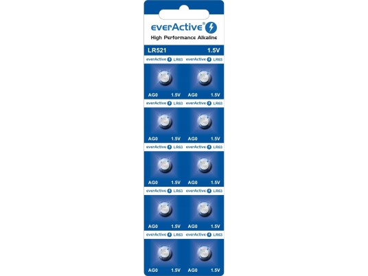 Everactive AG0/LR521 alkaliske batterier 10 stk Everactive AG0/LR521 alkaliske batterier 10 stk