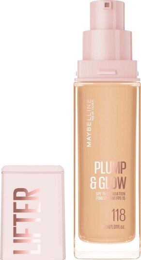 Maybelline Lifter Plump & Glow Foundation 118 - Fuktighetsgivende Glød Maybelline Lifter Plump & Glow Foundation 118 - Fuktighetsgivende Glød