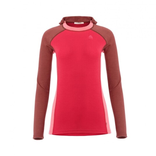 Aclima  WarmWool hoodsweater V2 W´s Dame 397 Spiced Apple/Jester Red/Spiced Coral XS