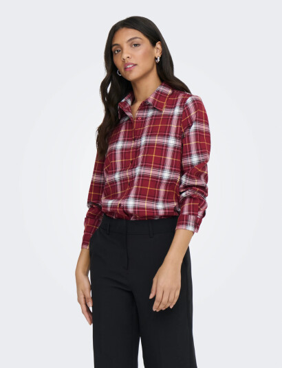 ONLY Onlwren Check Shirt Wvn Red XL