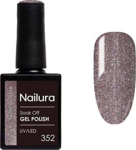 Nailura Gel Polish 352 – Silver Taupe Glitter – 10 ml Nailura Gel Polish 352 – Silver Taupe Glitter – 10 ml