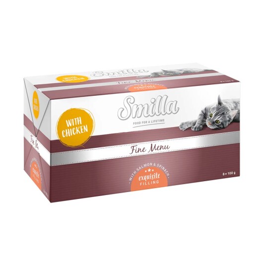 Smilla Fine Menu Med Nytelsekjerne 8 X 100 G Kylling /Laks Spinat