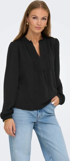 JDY Jdyrachel Life L/S Pintuck Top Wvn Noos   Black   XL