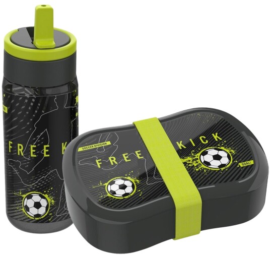 LunchBuddies Football Matboks og Flaske, Black