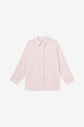 Grunt Skjorte Latti LS Linen Shirt Rød