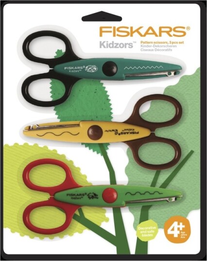 Fiskars Barnesaks Kidzors Mønstersaks 3-pakk Dyr