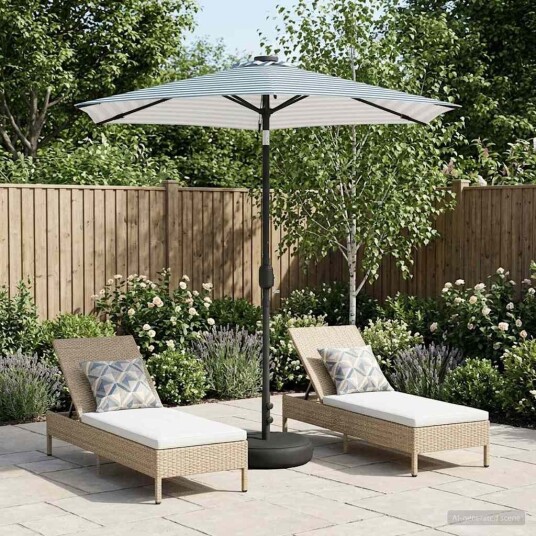 vidaXL Hageparasol med LED lamper og fot 2,3 x 2,3 m Polyester