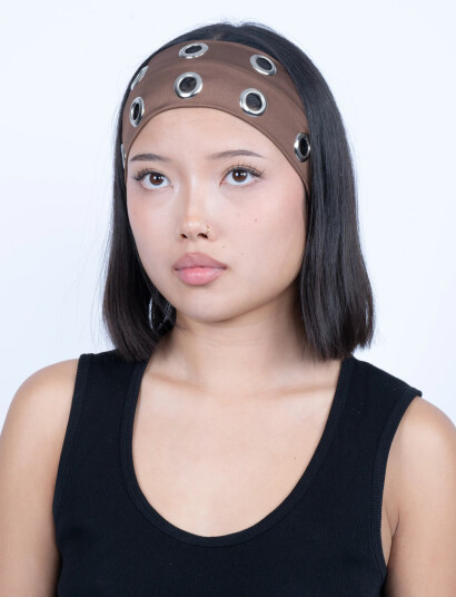 SUI AVA Eyelet Headband - Brown - ONE SIZE SUI AVA Eyelet Headband - Brown - ONE SIZE