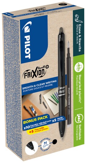 Pilot Frixion Ball Plus 07 Svart/grønn Pakke 10+10 Pilot Frixion Ball Plus 07 Svart/grønn Pakke 10+10