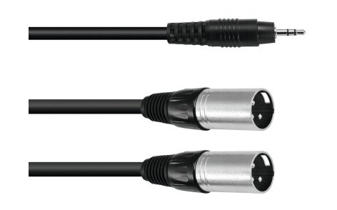 Omnitronic 30225157 3.5Mm Hankjønn 2 X Xlr 3 Pin Hankjønn 3 M Sort