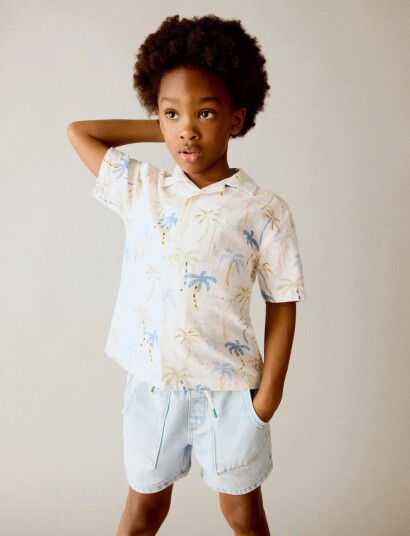 Mango Denim Bermuda Shorts With Drawstring Blue 4 5