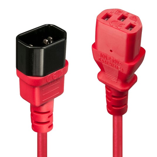 LINDY 1m IEC Extension Lead  Red Factory Sealed