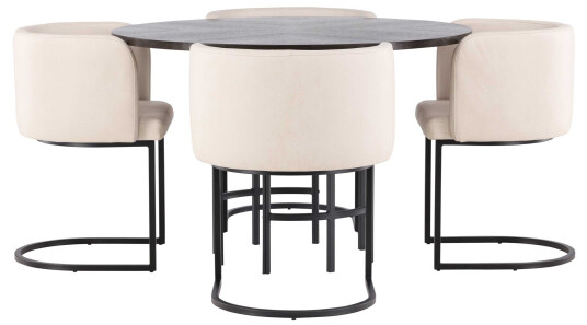 Venture Design Copenhagen & Simrishamn spisegruppe Beige/mokka 4 stoler & bord 115 cm
